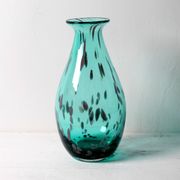 Lenox American Design Art Glass Teal with Gold Speckled Rare Vase / 1990s