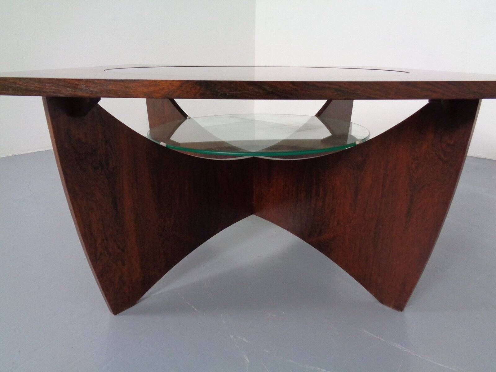 Vintage rosewood and glass coffee table, Denmark, 1960s