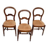 Antique Louis Philippe style chairs in walnut and velvet