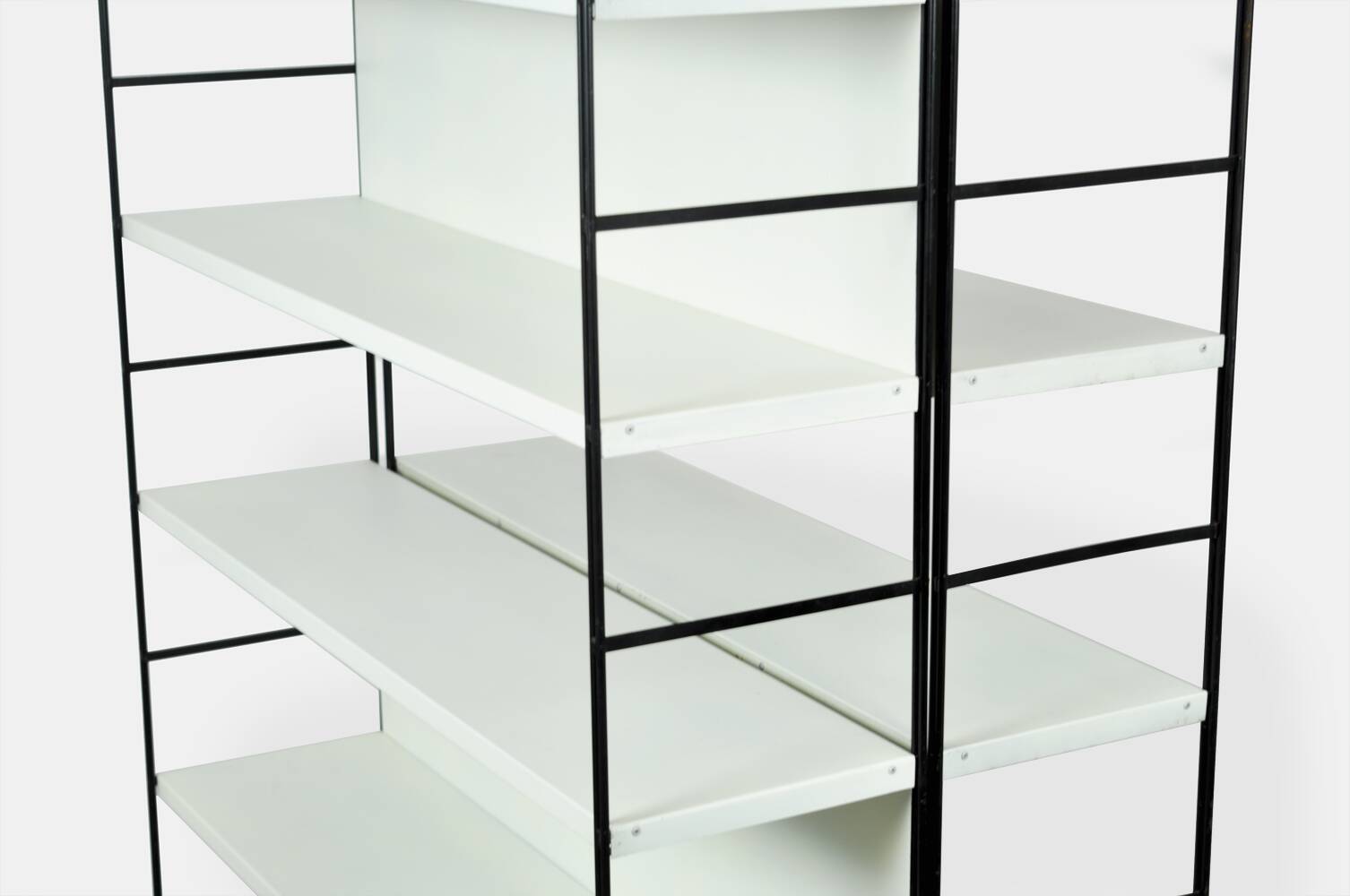 Industrial metal roomdivider / bookcases / bookshelves, 1960s Netherlands