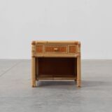 Italian 1970s bamboo and wicker chest of drawers or nightstand