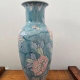 Vintage porcelain vase with hand-painted floral decoration, 36cm.