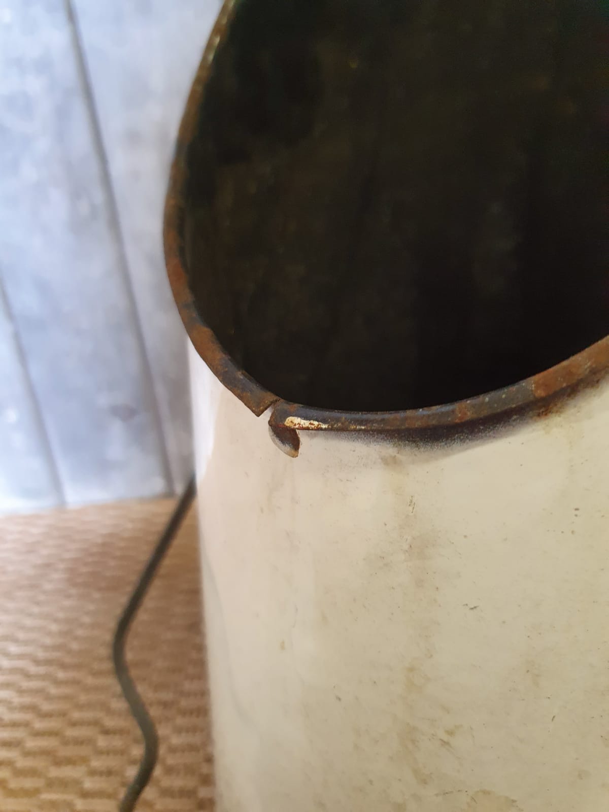 Coal bucket white enamelled umbrella holder