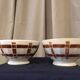 Duo of vintage bowls old white and brown