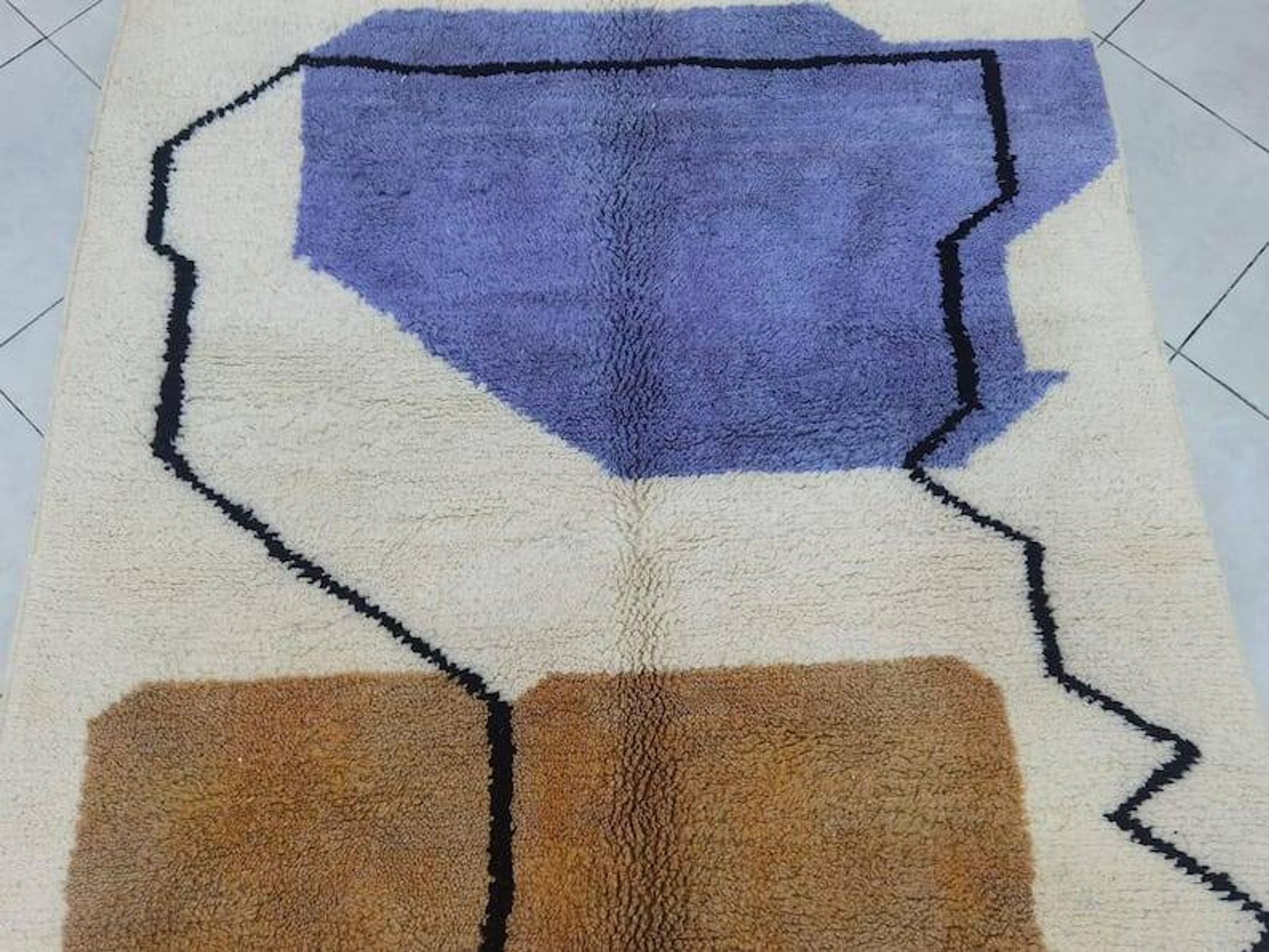 Handmade Berber rug with colourful patterns, Atlas, 1.4/2.6 m.