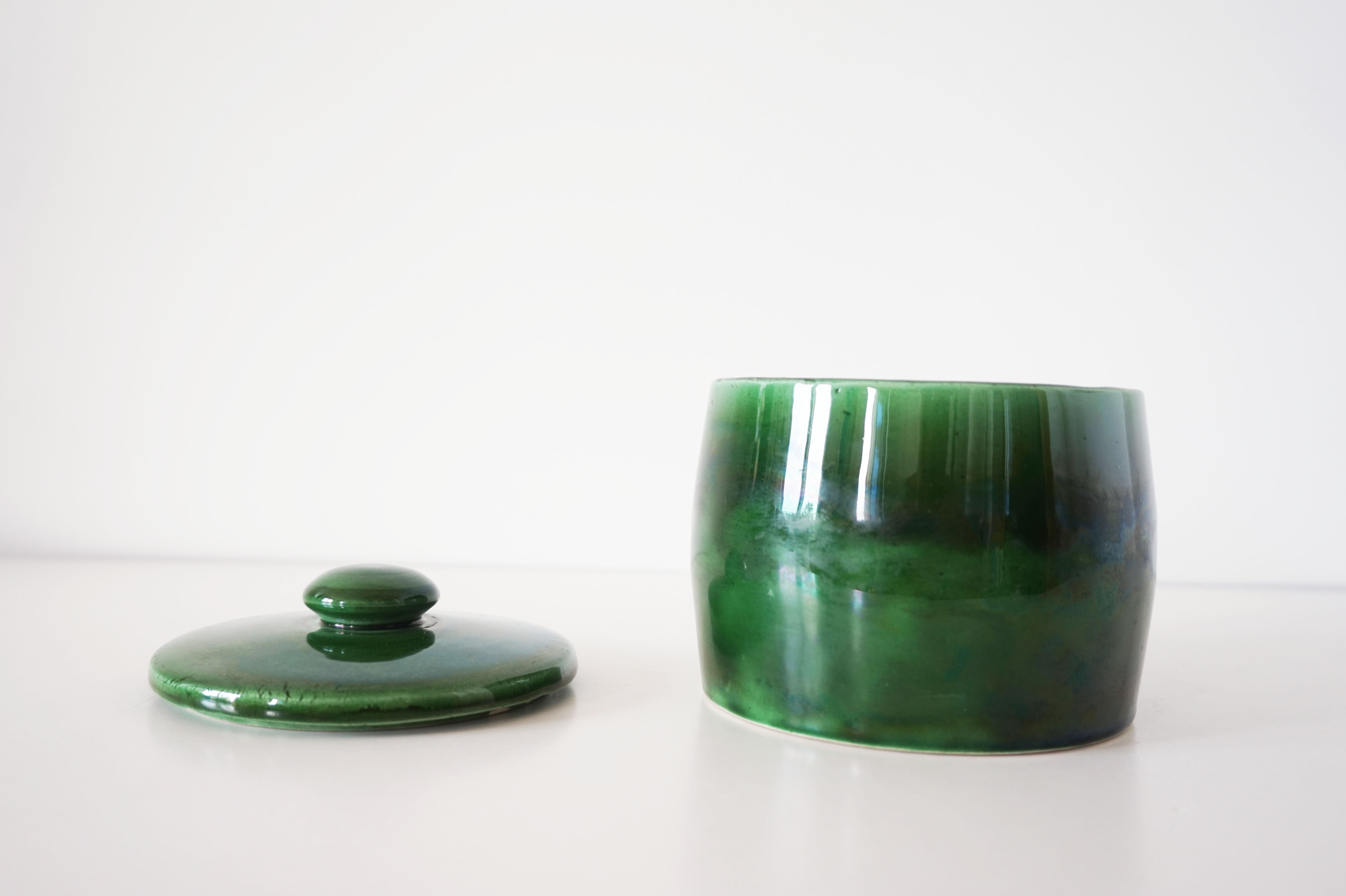 Green glazed ceramic box