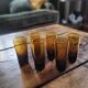 6 amber liqueur glasses from the 70s