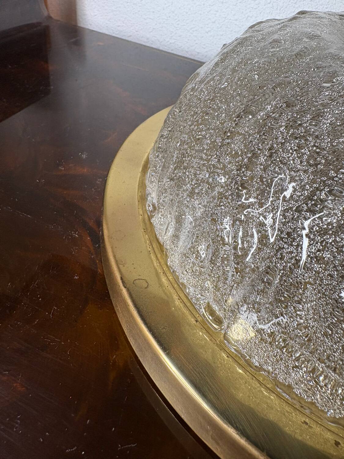 Frosted glass and brass ceiling light, 1970s