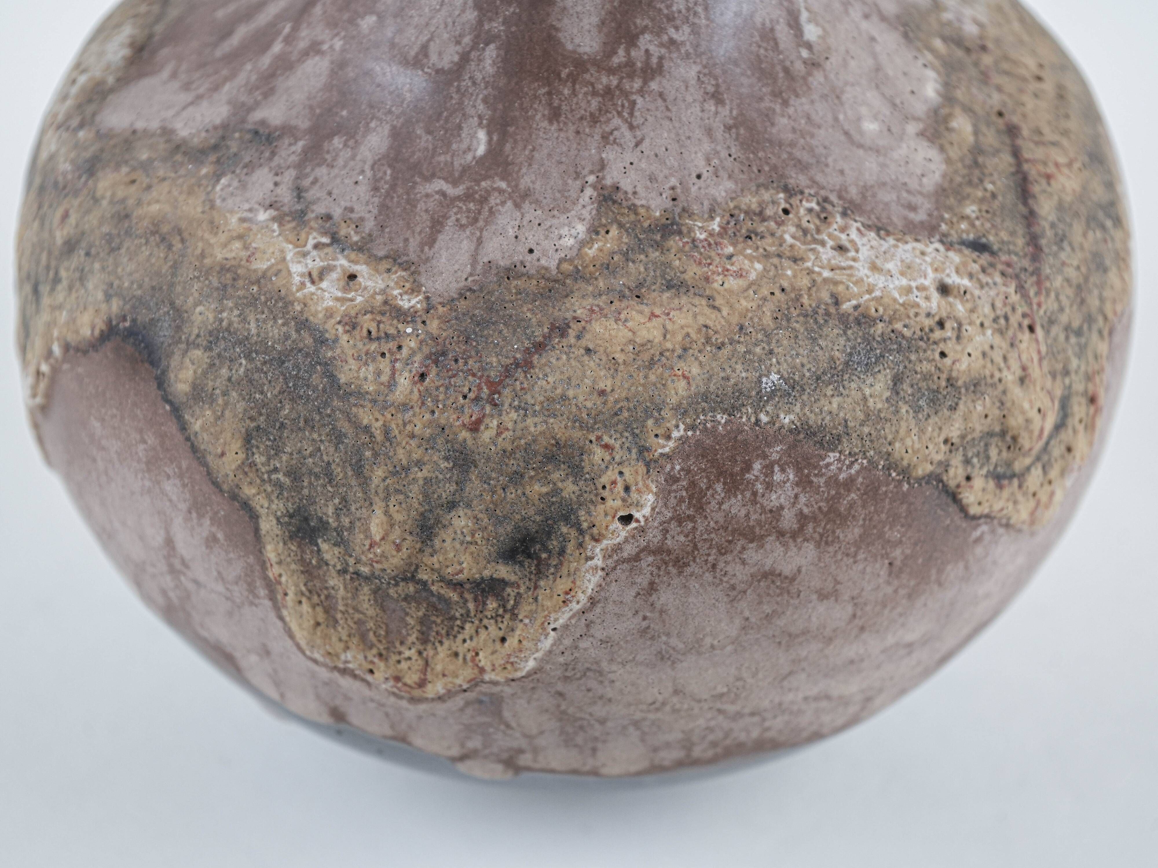 West German ceramic vase with fat lava glaze, 1970s
