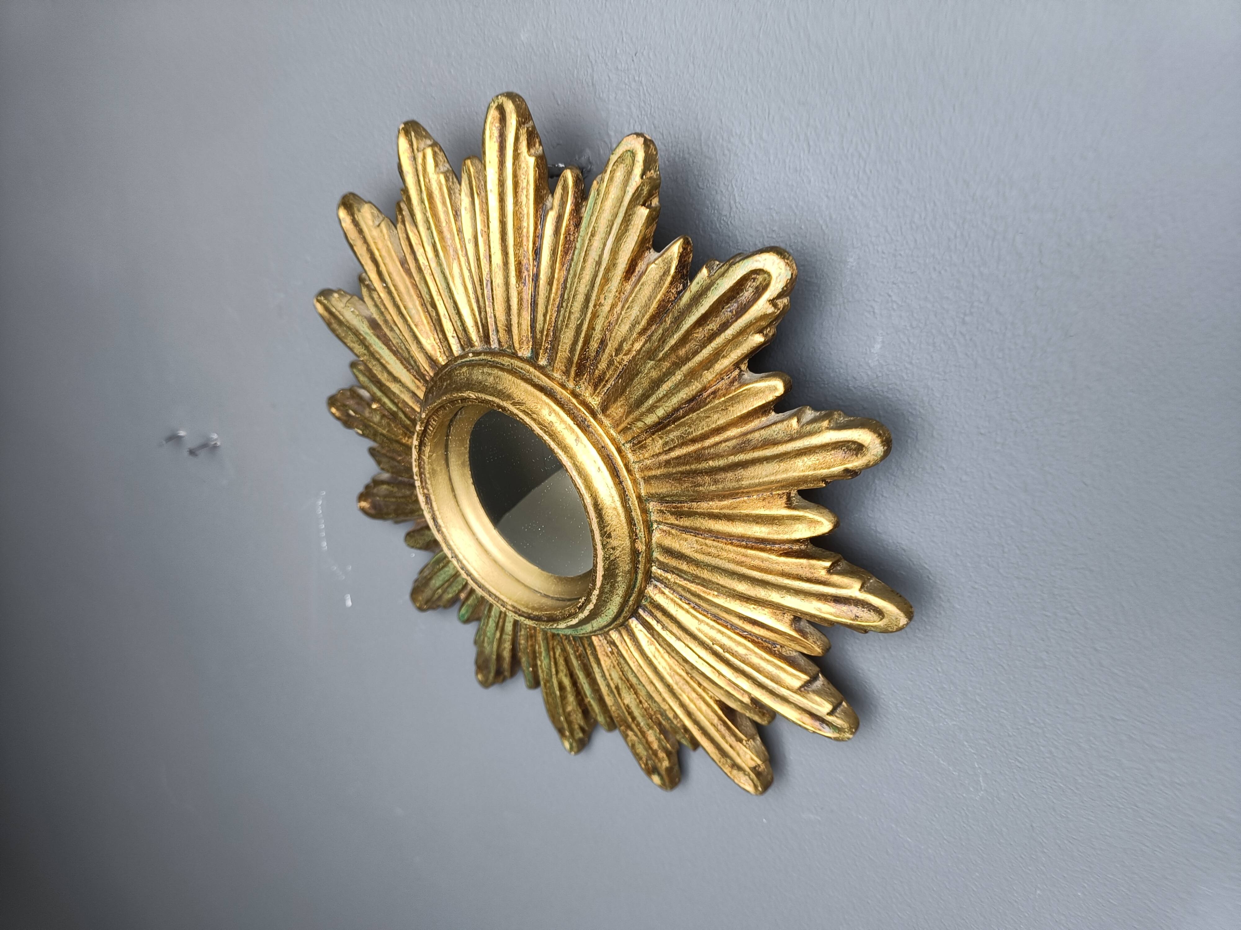 Vintage golden sunburst mirror, 1960s
