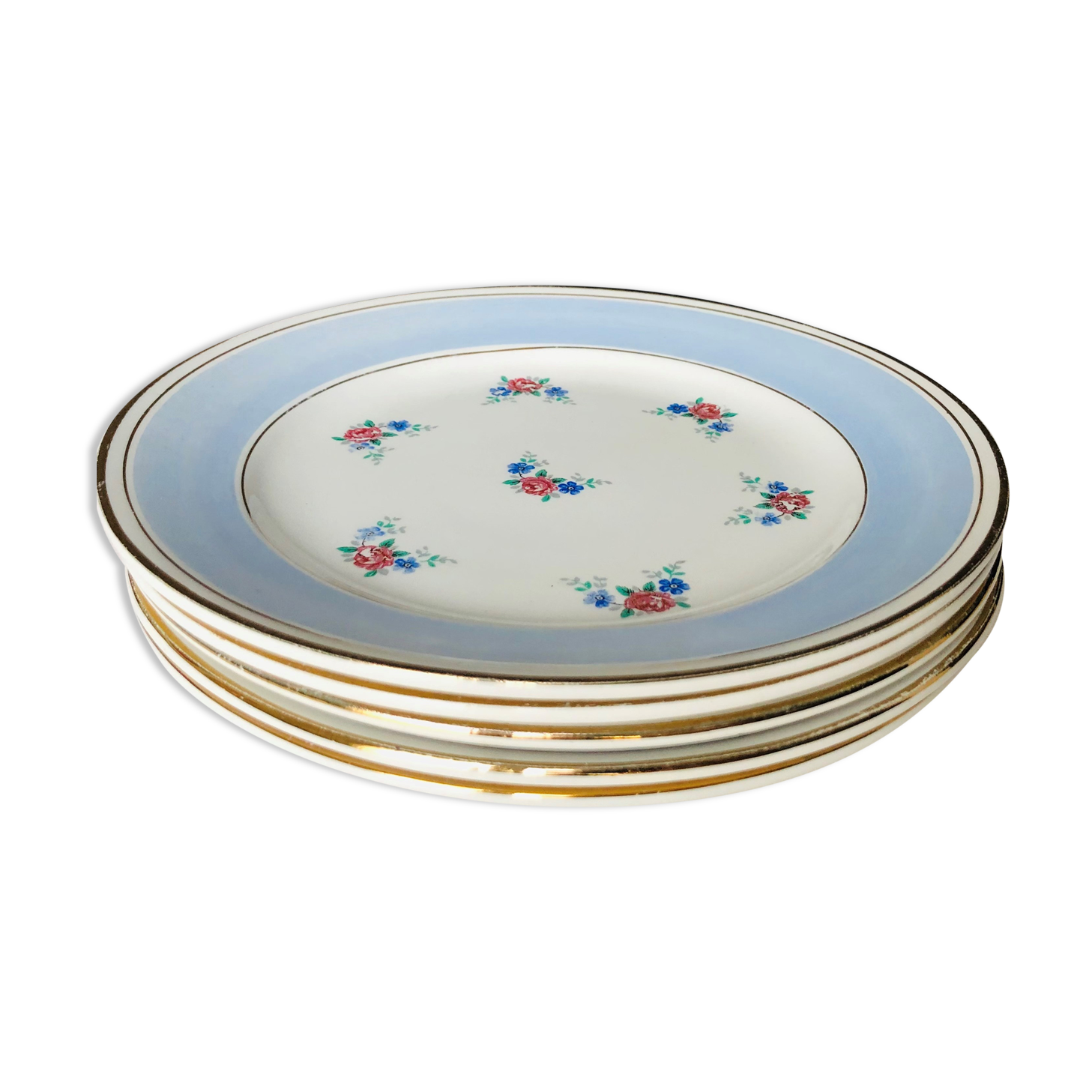 Set of five dessert plates