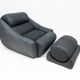Grande chaise longue et pouf en cuir, 1970