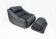 Grande chaise longue et pouf en cuir, 1970