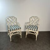 Pair of Angraves armchairs model Invincible in Chinese Chippendale style.
