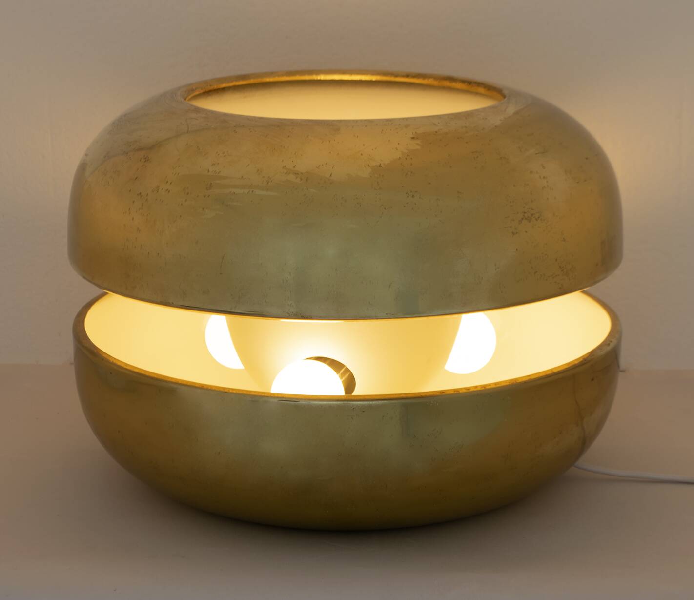 Luciano Frigerio Italian Table Lamp Vibrated Brass "Ballata Alta", 1974