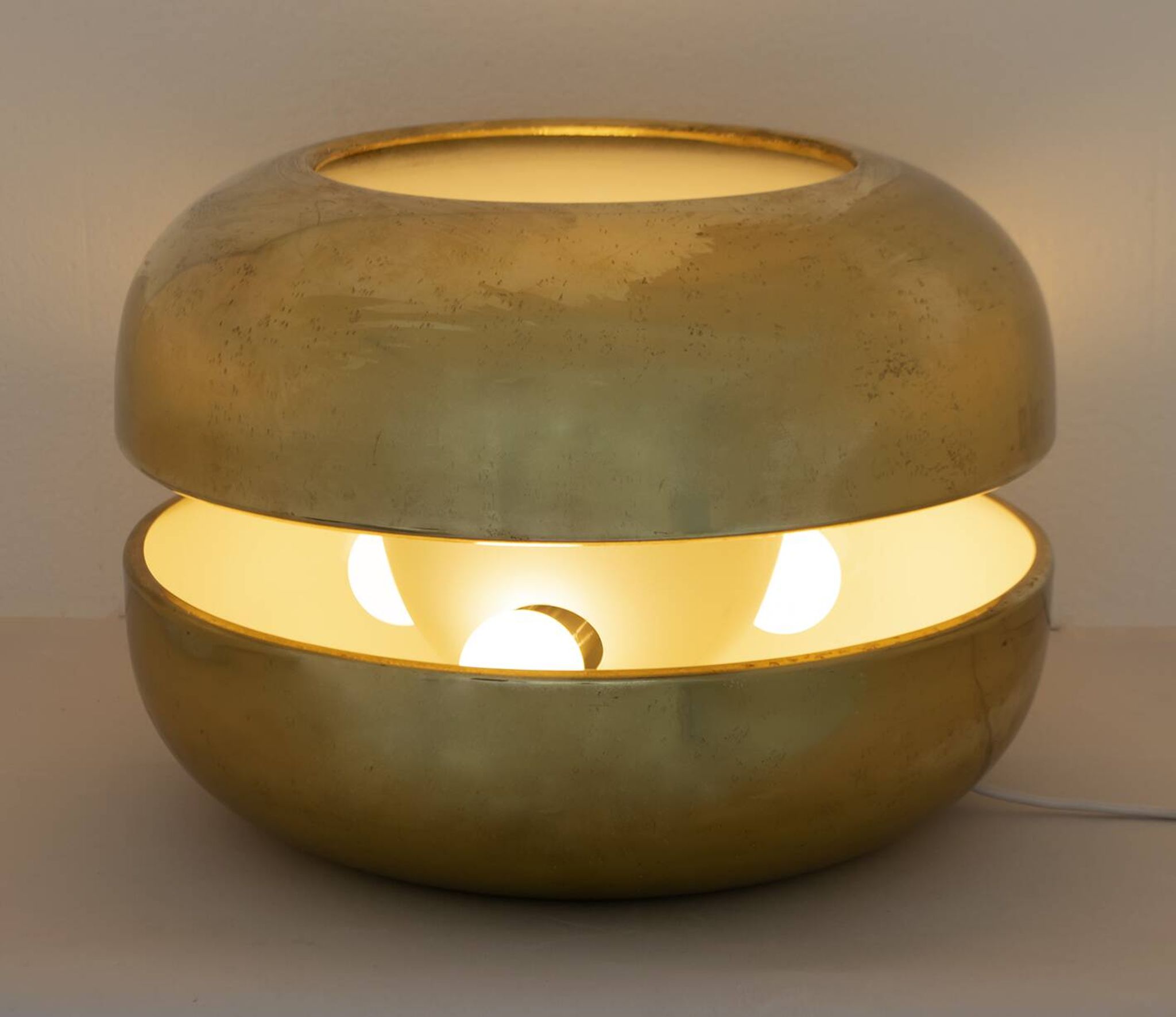 Luciano Frigerio Italian Table Lamp Vibrated Brass "Ballata Alta", 1974