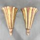 Antique Wood & Brass Wall Lights, France