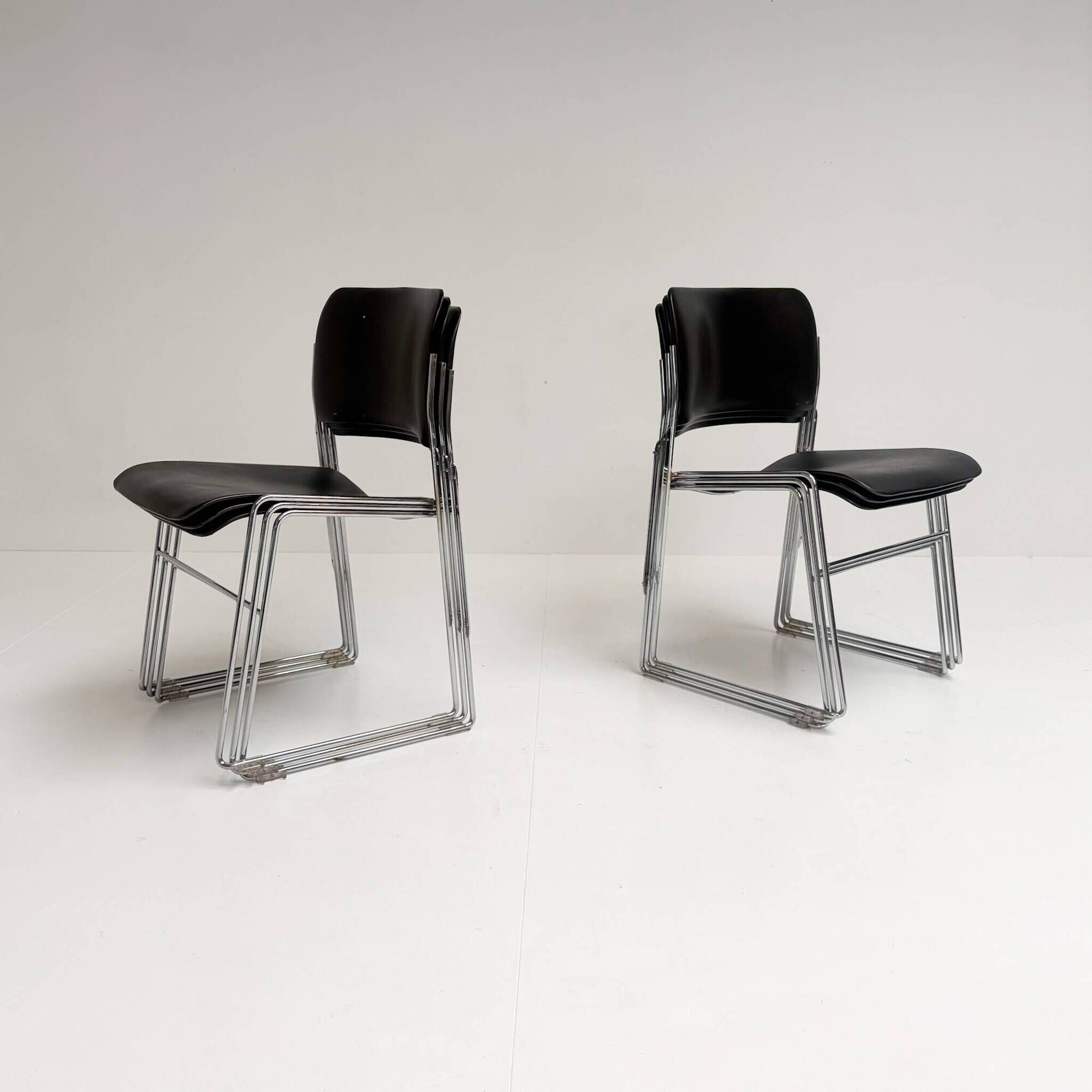 Set of 6 stacking chairs by David Rowland for HOWE, 1968