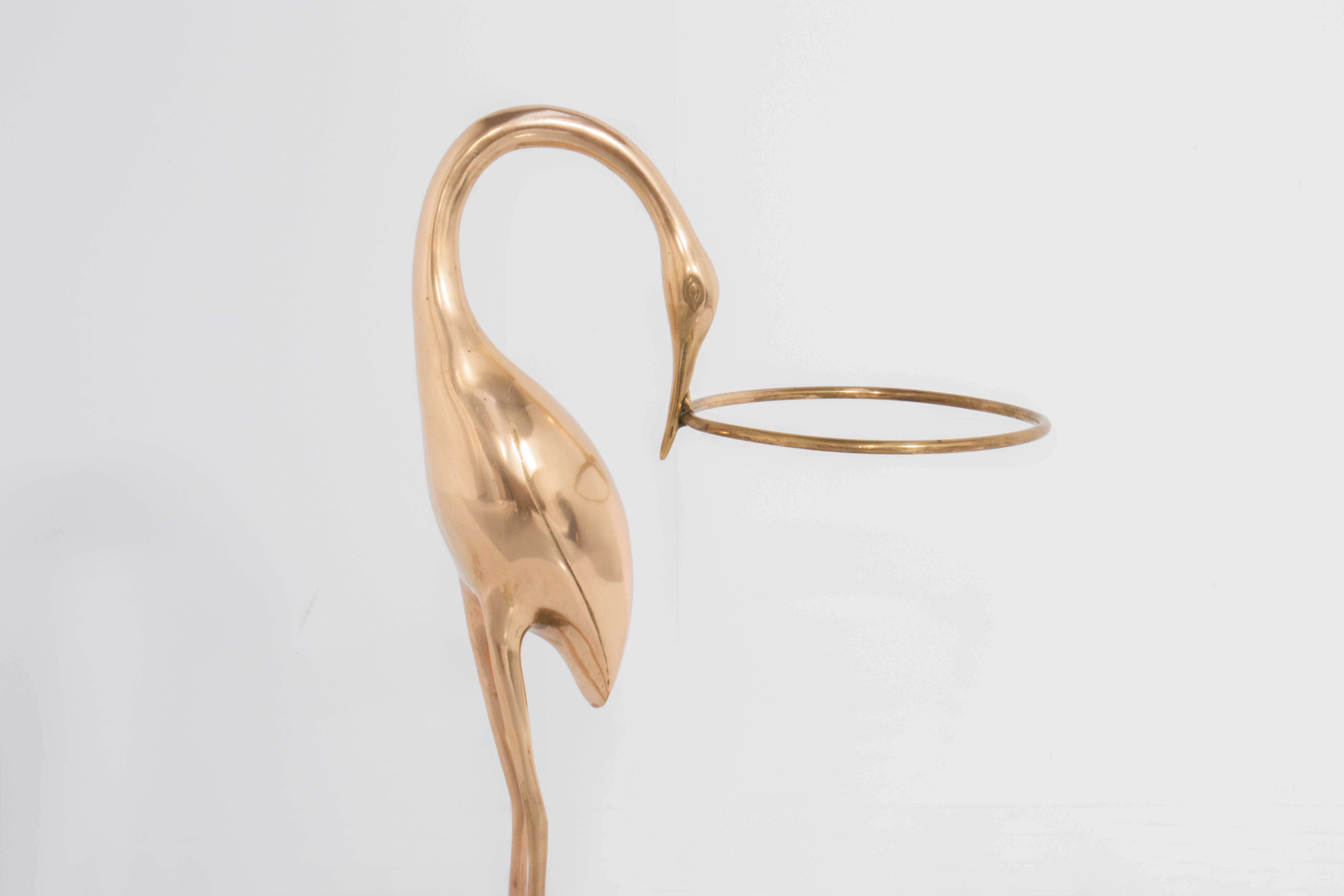 Vintage brass heron bird umbrella stand