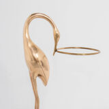 Vintage brass heron bird umbrella stand