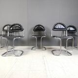 Vintage Chrome and Leather Cantilever Dining Chairs, 1970s