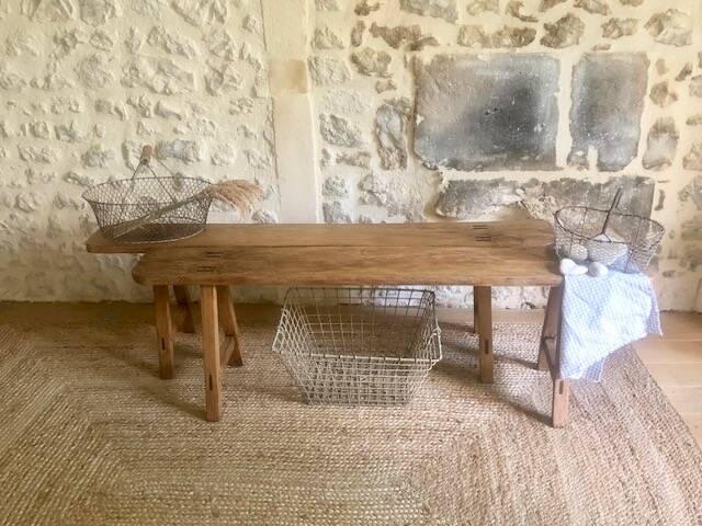 Antique wooden farm bench