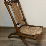 Victorian folding chair 19th century Gothic caning Art & Craft