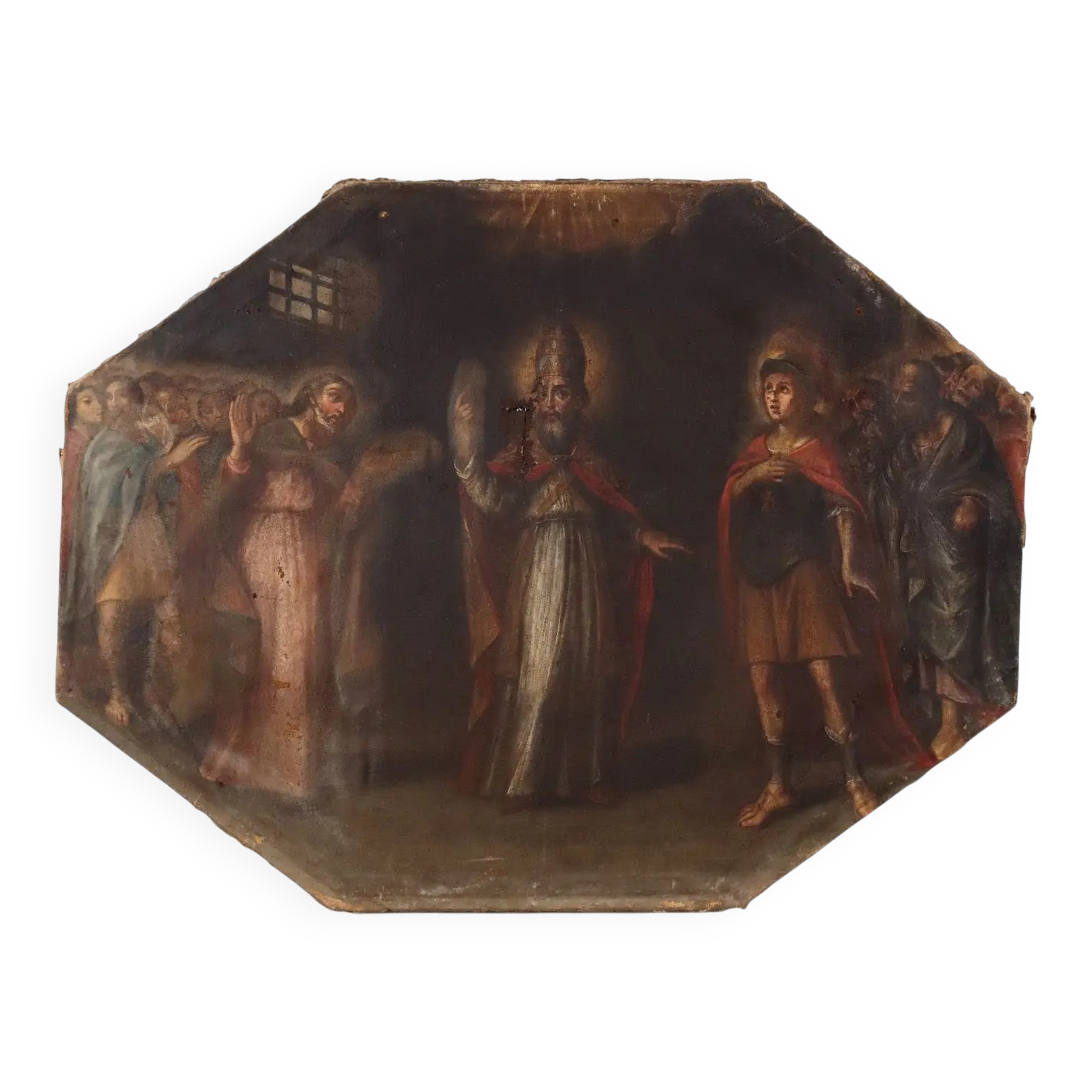 Ancient painting on a religious subject, oil on canvas, Italy 17th century.