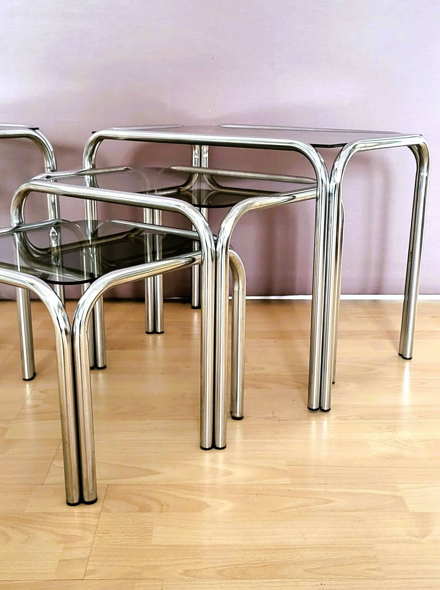 Italian nesting tables chrome "in perfect condition"