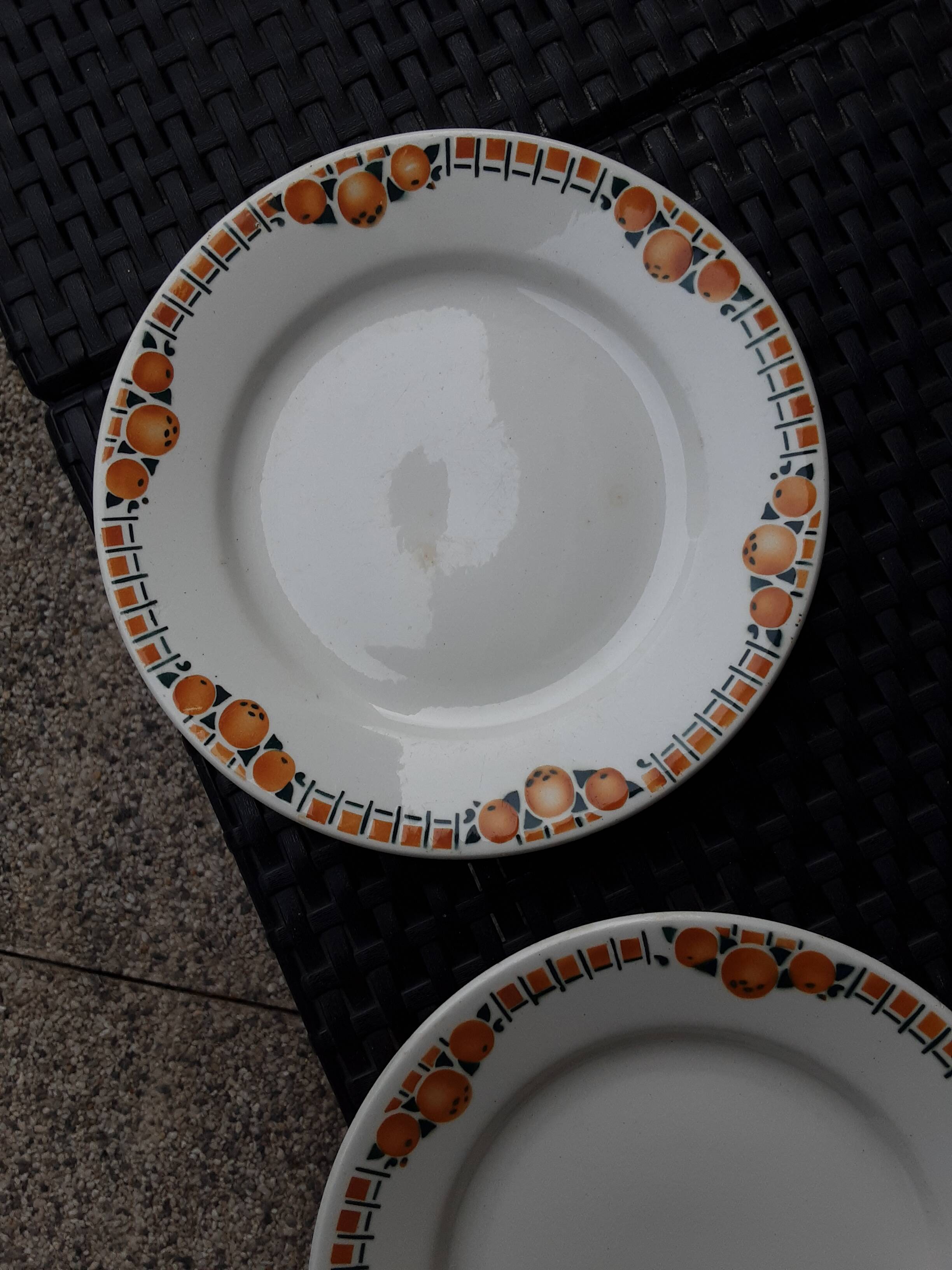 4 vintage flat plates, 22 cm, from St Amand Ceranor, Cotentin pattern