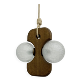 Lampe suspendue en bois Temde Leuchten des années 1970 avec globes en verre.