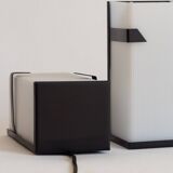 Pair of modernist metal wall lights with perspex diffuser, 1950s/1960s