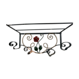 coat rack, hat rest 4 hooks wrought iron polychrome floral decoration