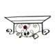 coat rack, hat rest 4 hooks wrought iron polychrome floral decoration