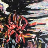 Yvette alde, flowers and birds, c 1950. lithograph signed in pencil