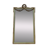 Miroir de style Louis XVI à la feuille d'or et laqué vert