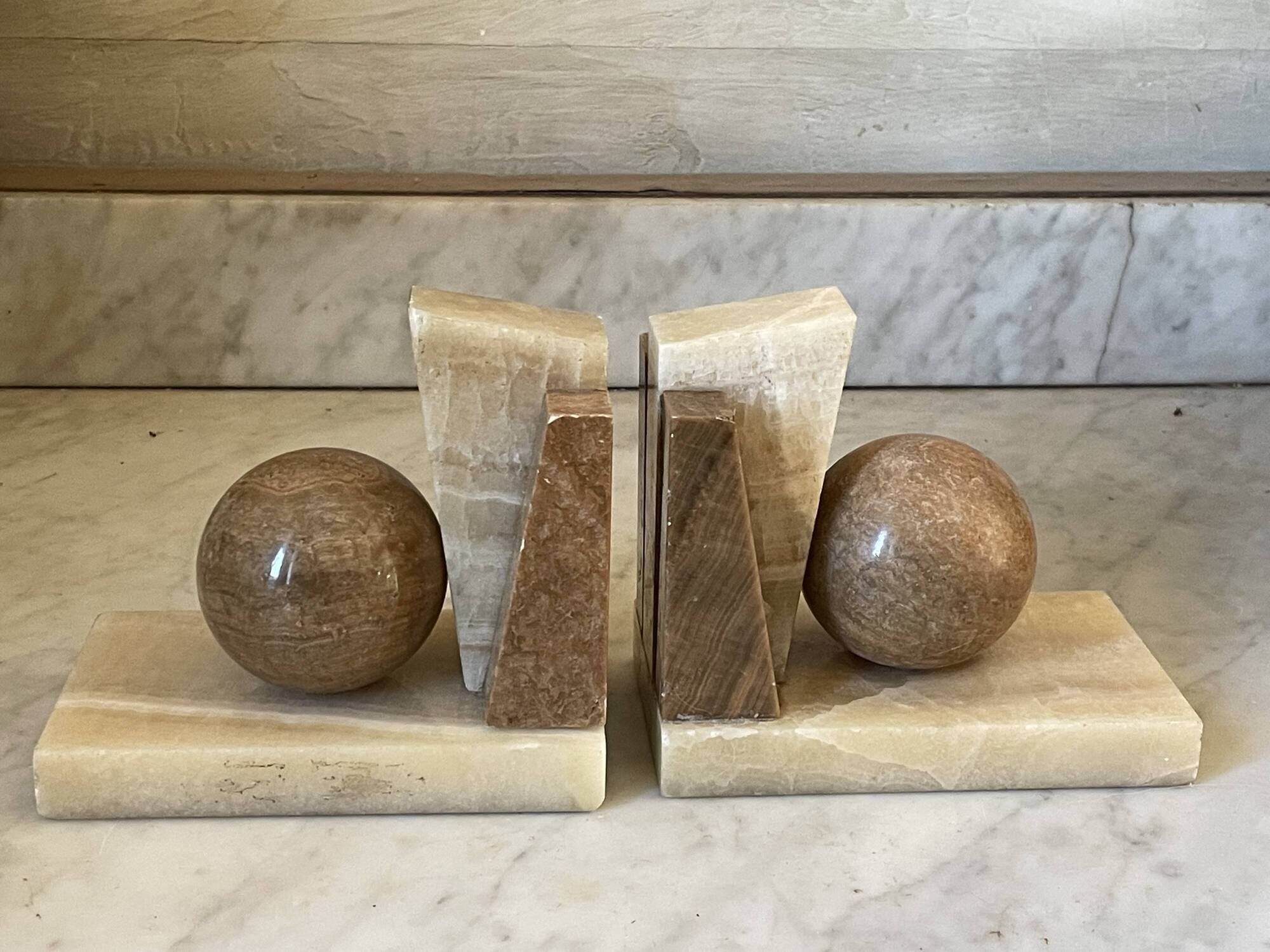 Pair of marble and onyx bookends