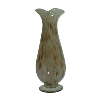Speckled with gold glitter opalescent glass vase