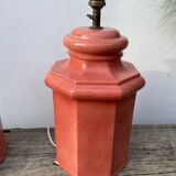 Pair of speckled pink ceramic lamp bases