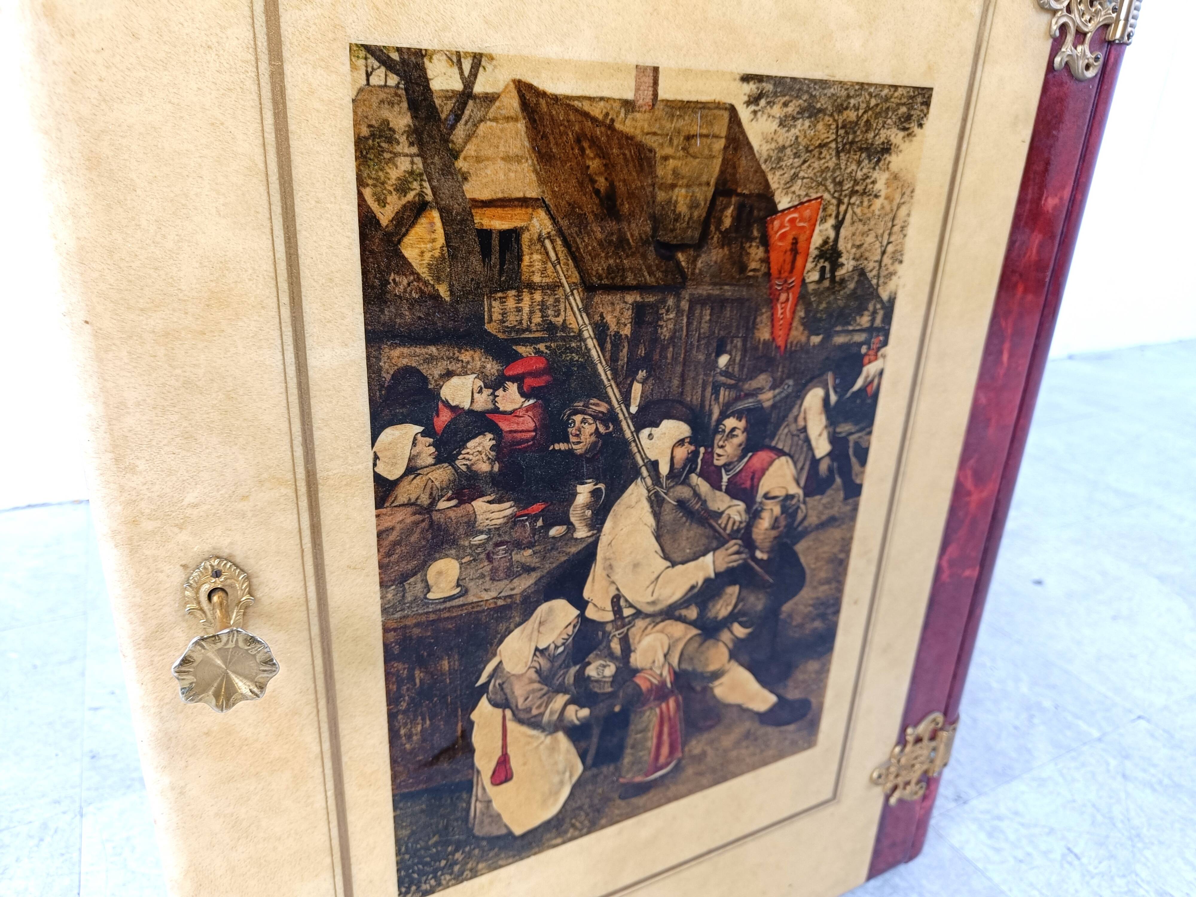 Italian Goatskin Book Shaped Dry Bar Cabinet by Aldo Tura, 1950s