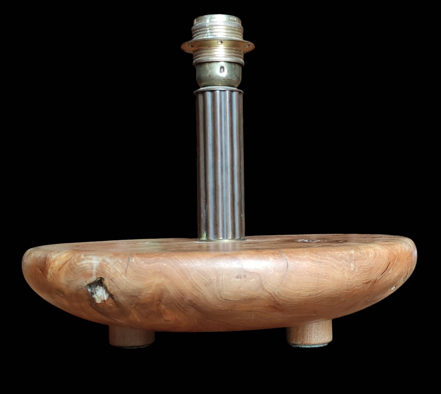 Old vintage solid wood lamp base
