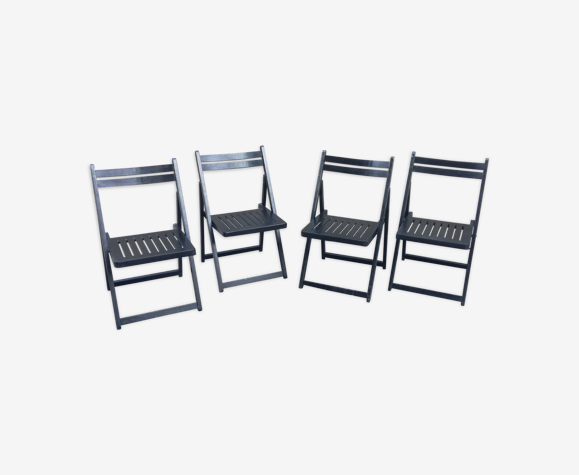 Set de 4 chaises pliantes noires
