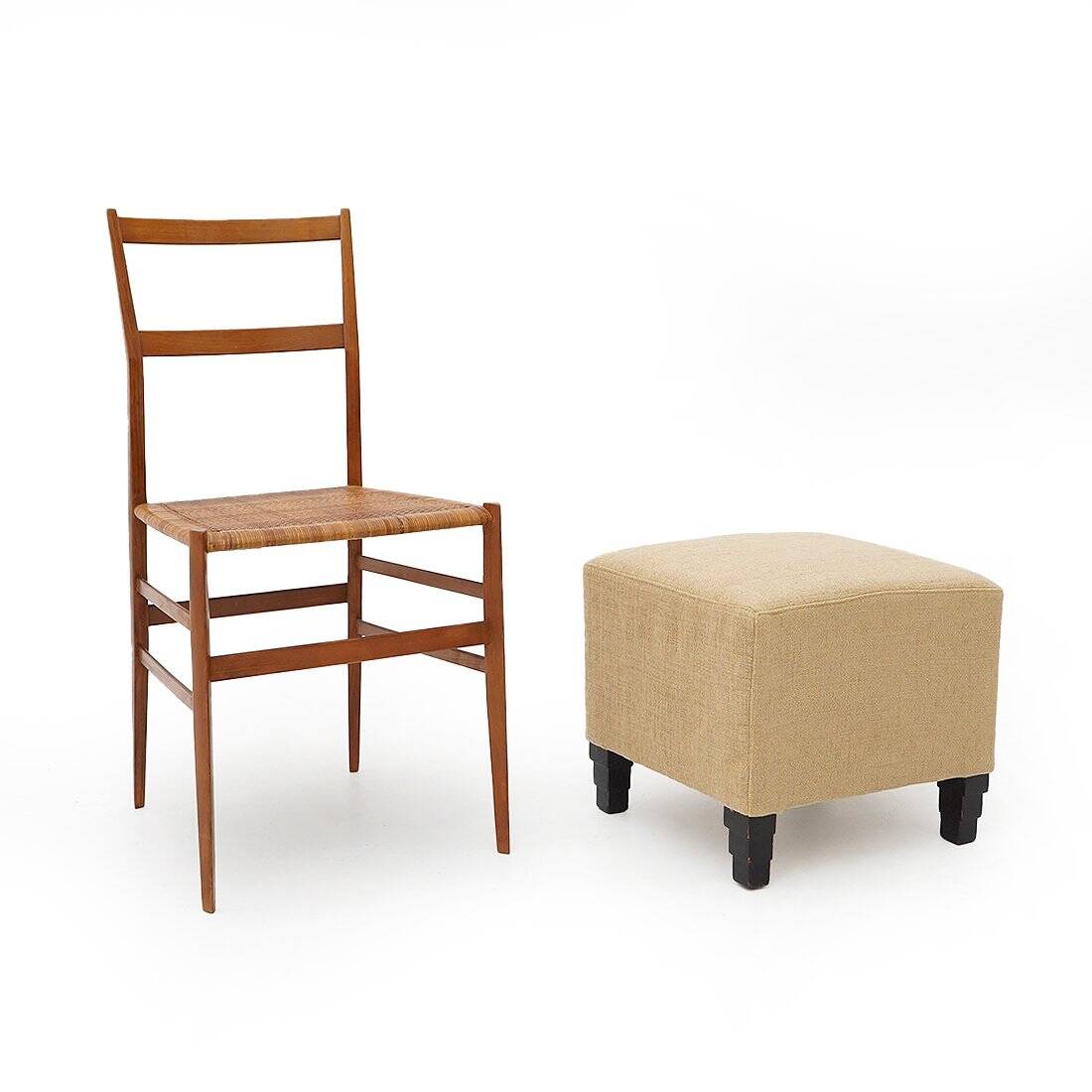 Square Art Deco pouf, 1930s