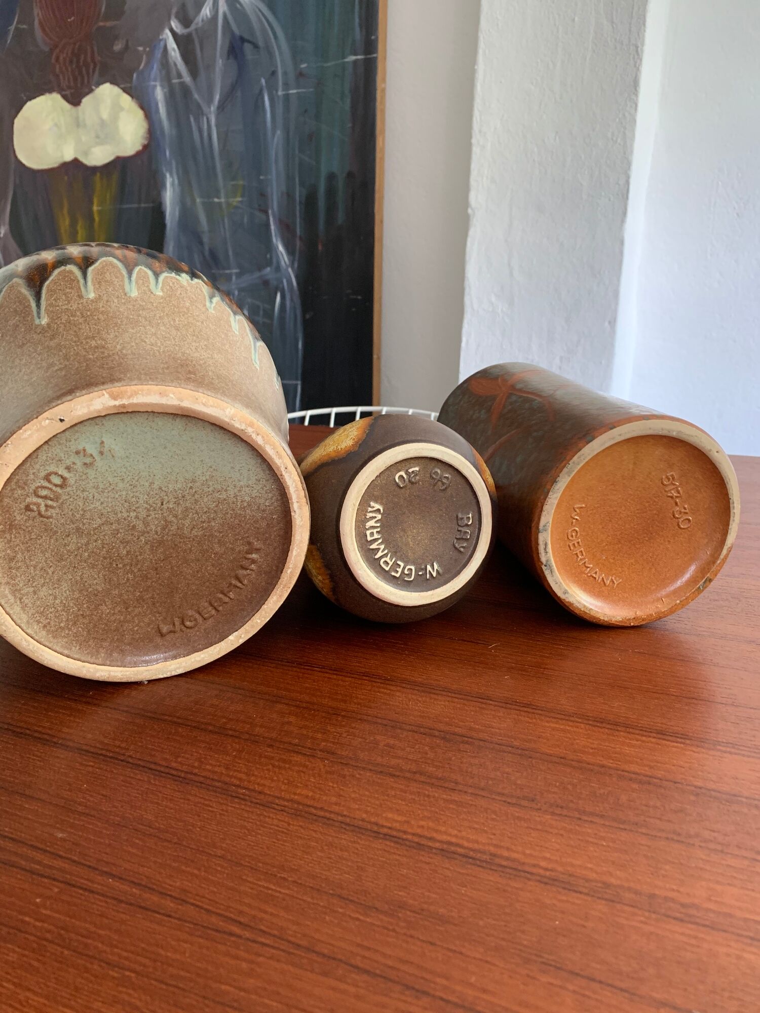Trio de vases céramique vintage années 50-60