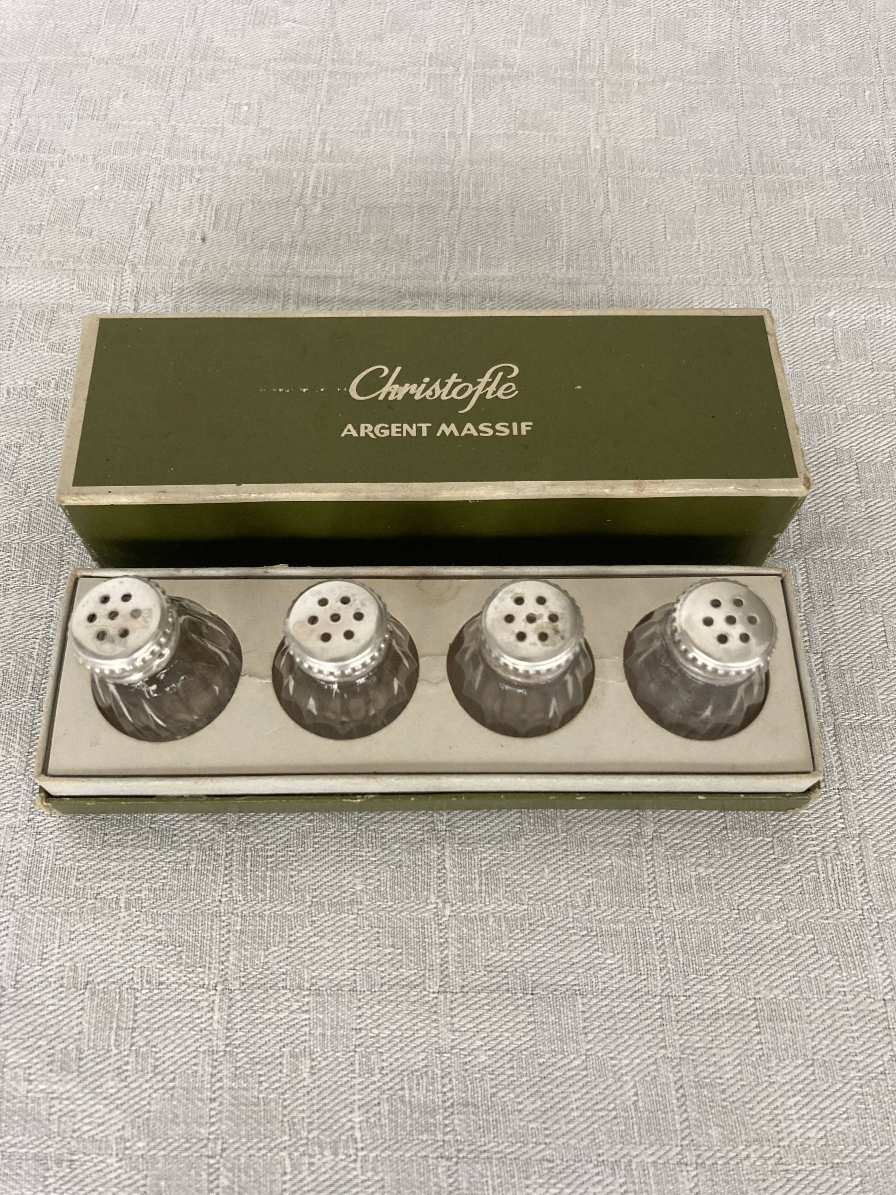 Boite de 4 mini salières argent Christofle