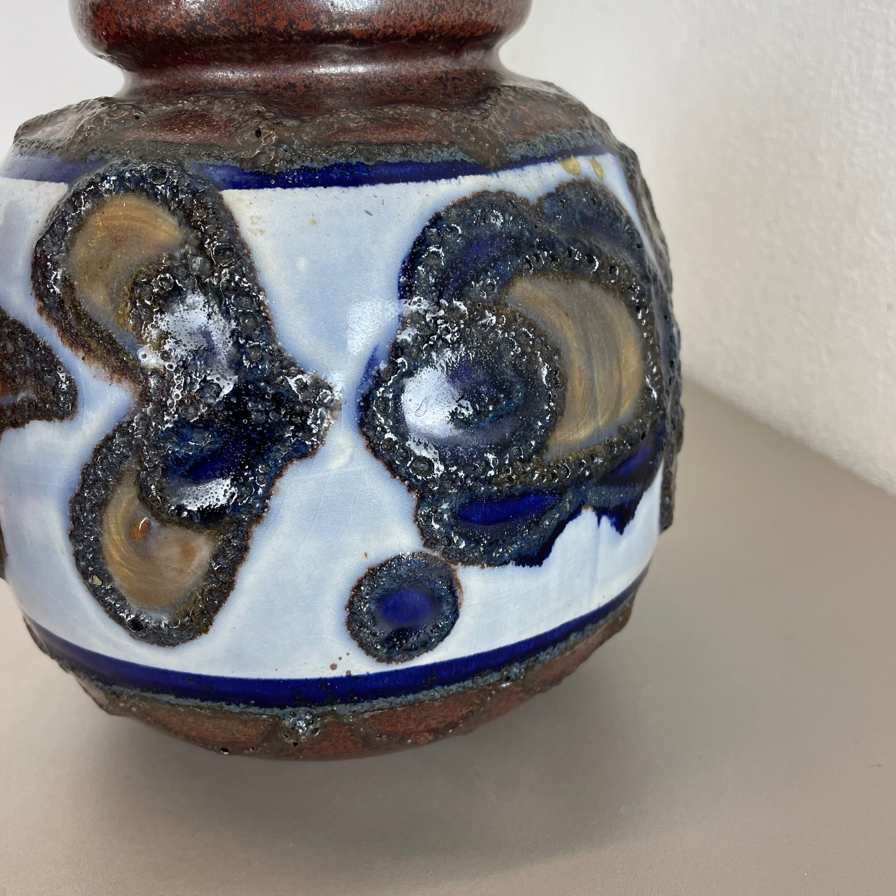 Set of Two Pottery Fat Lava Vases "Multi-Color" by Scheurich, Germany, 1970s