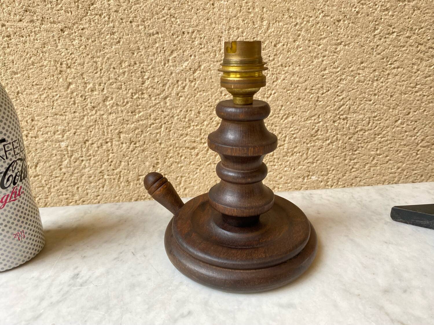 Turned wood lamp base, French craftsmanship, vintage art deco, minimalist, 40s/50s