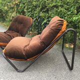 2 brown armchairs from the 70