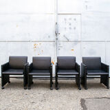 4 leather chairs model Giulietta by Afra and Tobia Scarpa for Meritalia italia 1988