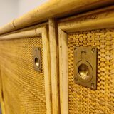 Wicker and bamboo cabinet by Dal Vera, 1960s